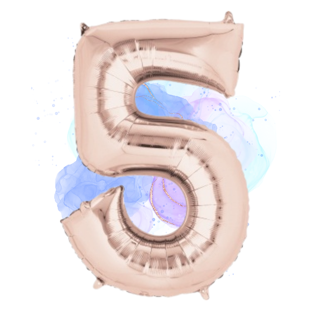FOIL BALLOON LARGE ROSE GOLD FIVE 5