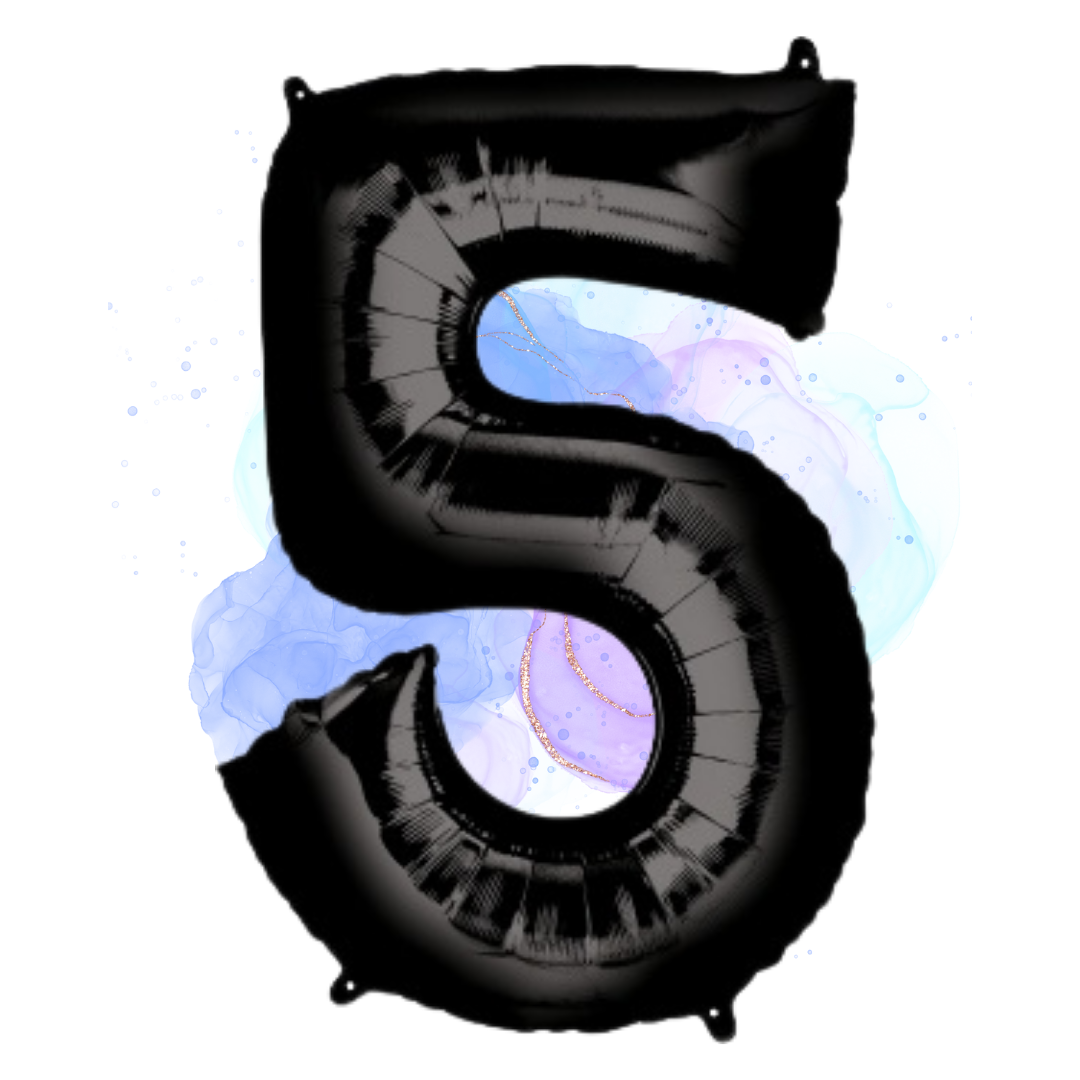 FOIL BALLOON LARGE BLACK FIVE 5