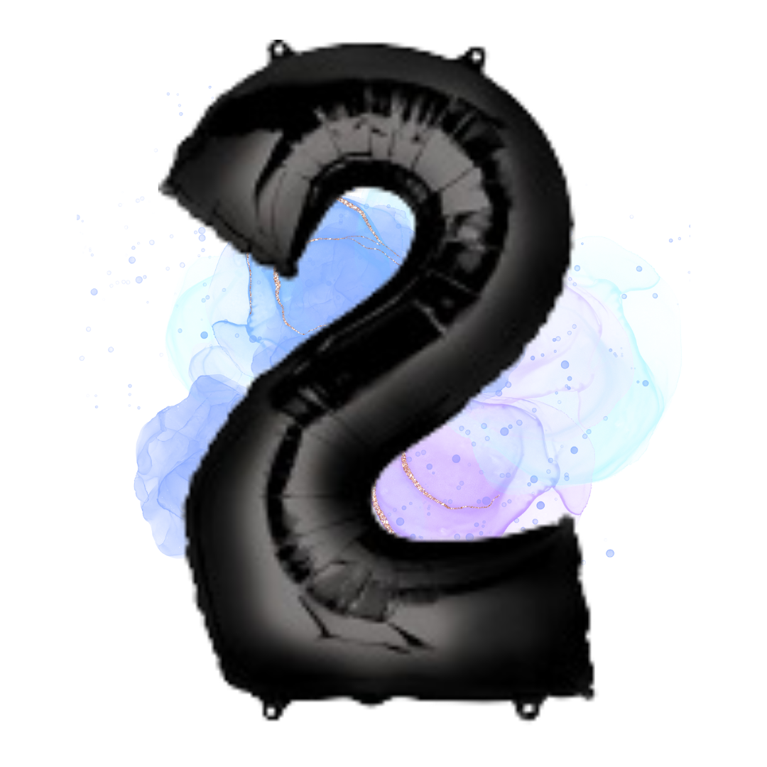 FOIL BALLOON LARGE BLACK TWO 2