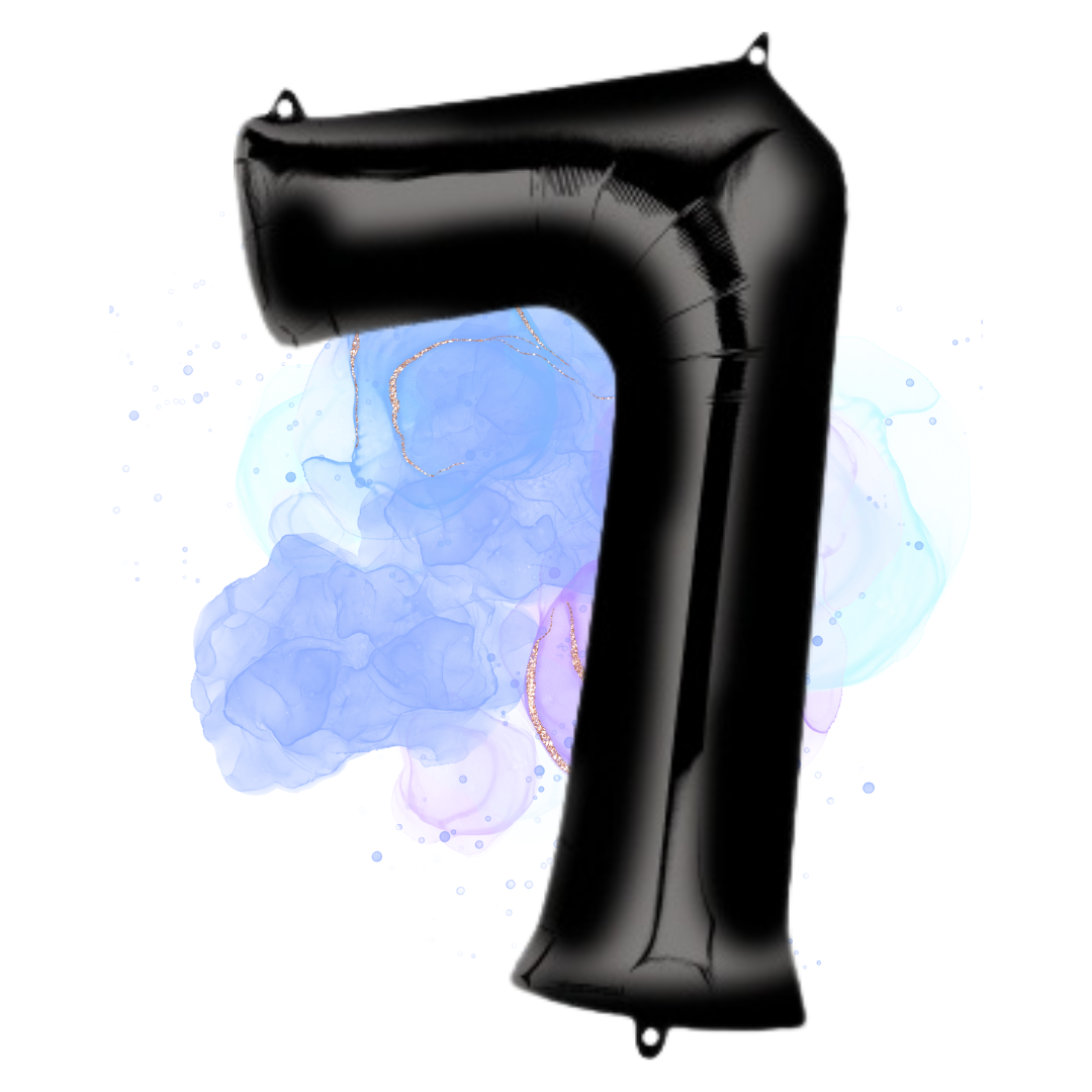 FOIL BALLOON LARGE BLACK SEVEN 7