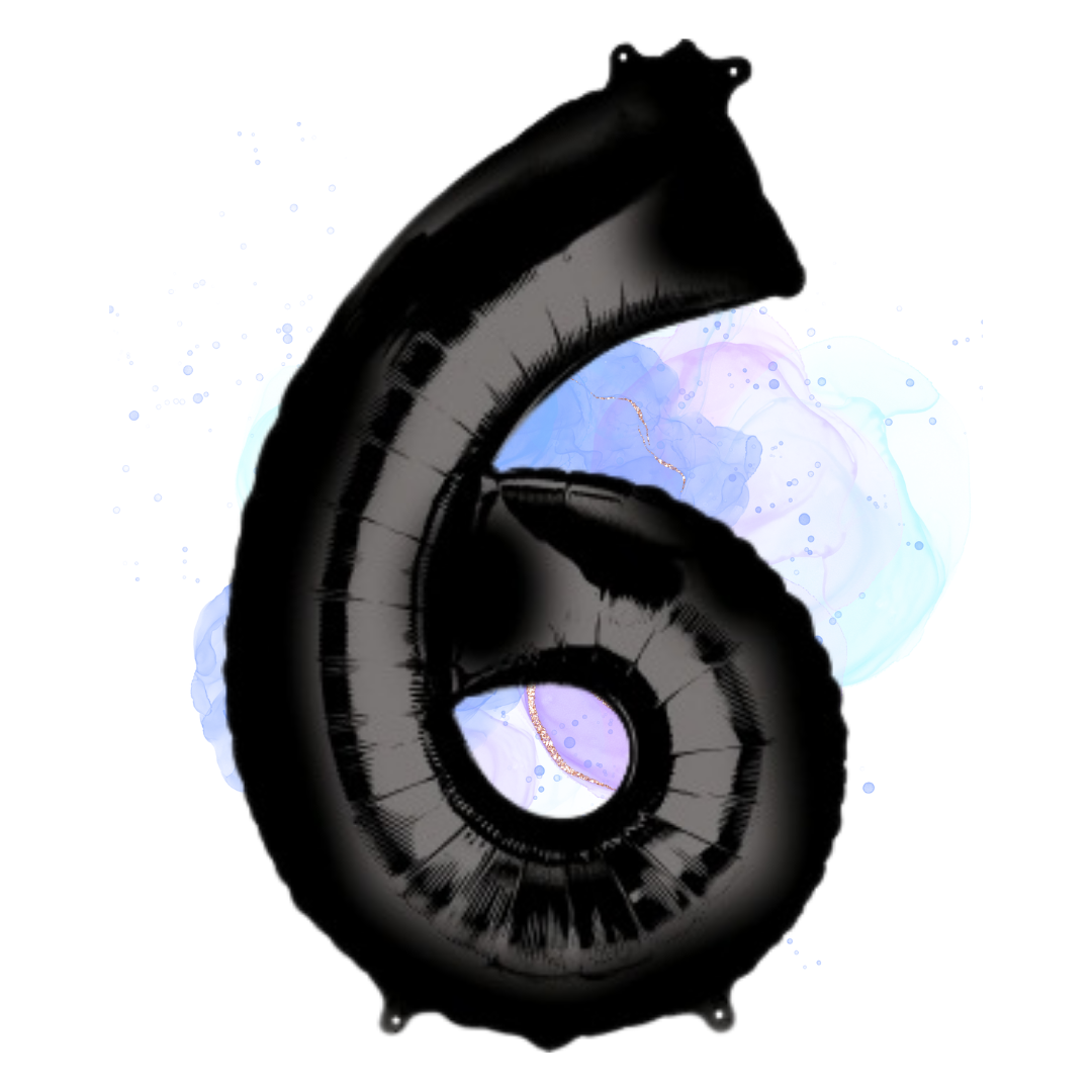 FOIL BALLOON LARGE BLACK SIX 6