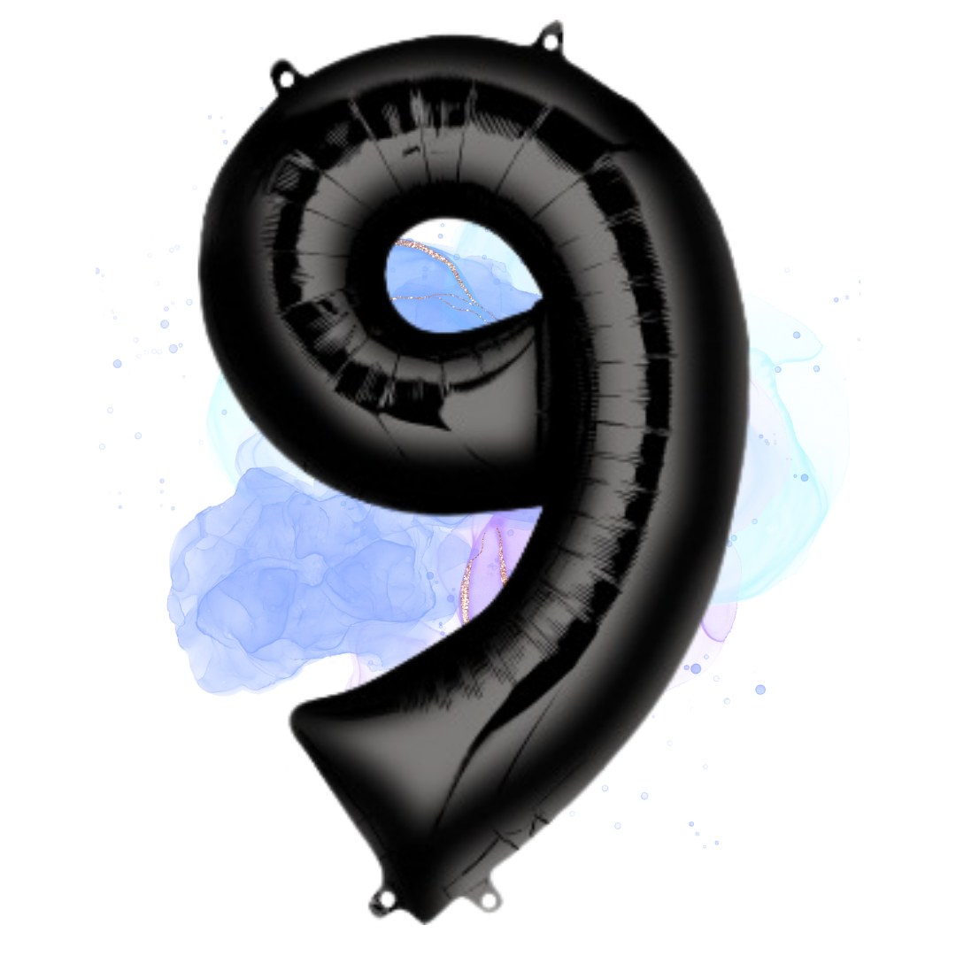 FOIL BALLOON LARGE BLACK NINE 9