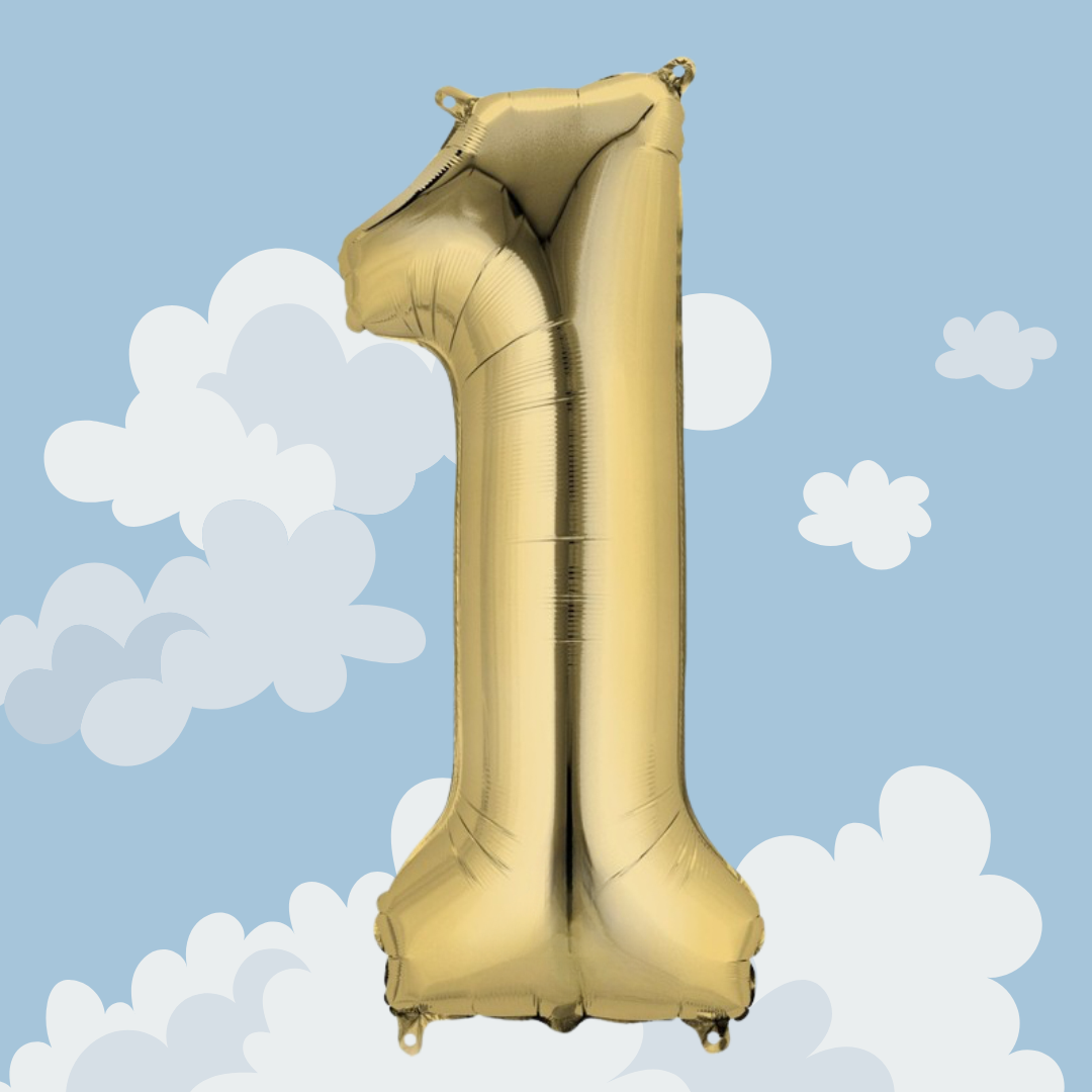 FOIL BALLOON LARGE WHITE GOLD ONE 1