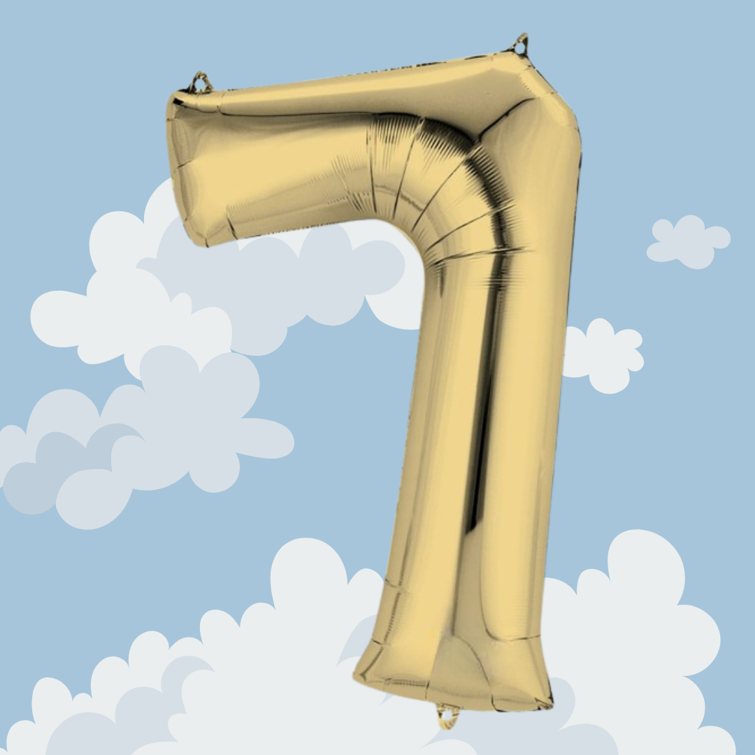 FOIL BALLOON LARGE WHITE GOLD SEVEN 7