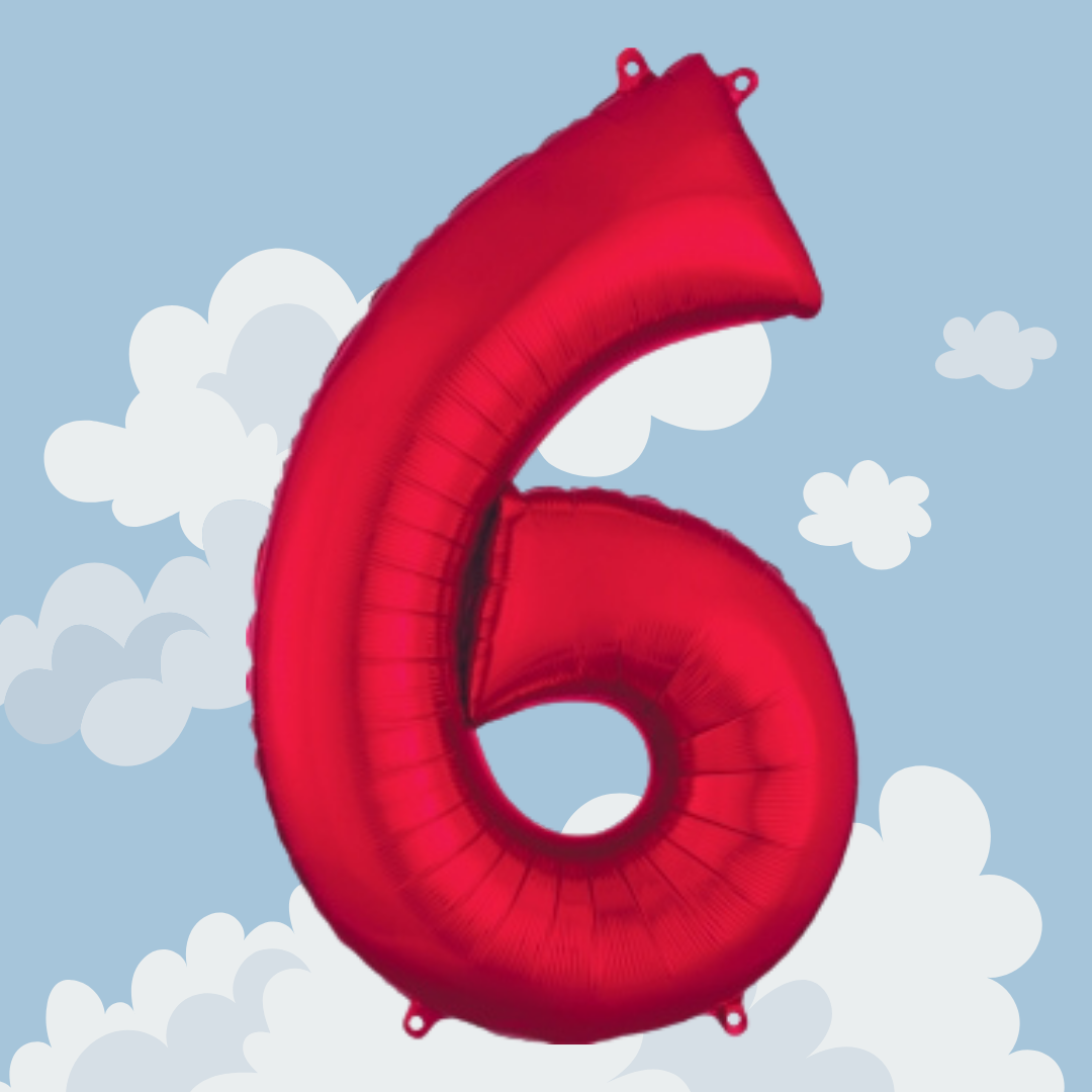 FOIL BALLOON LARGE RED SIX 6