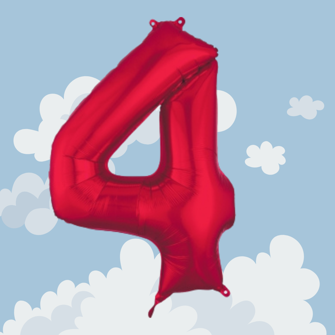 FOIL BALLOON LARGE RED FOUR 4