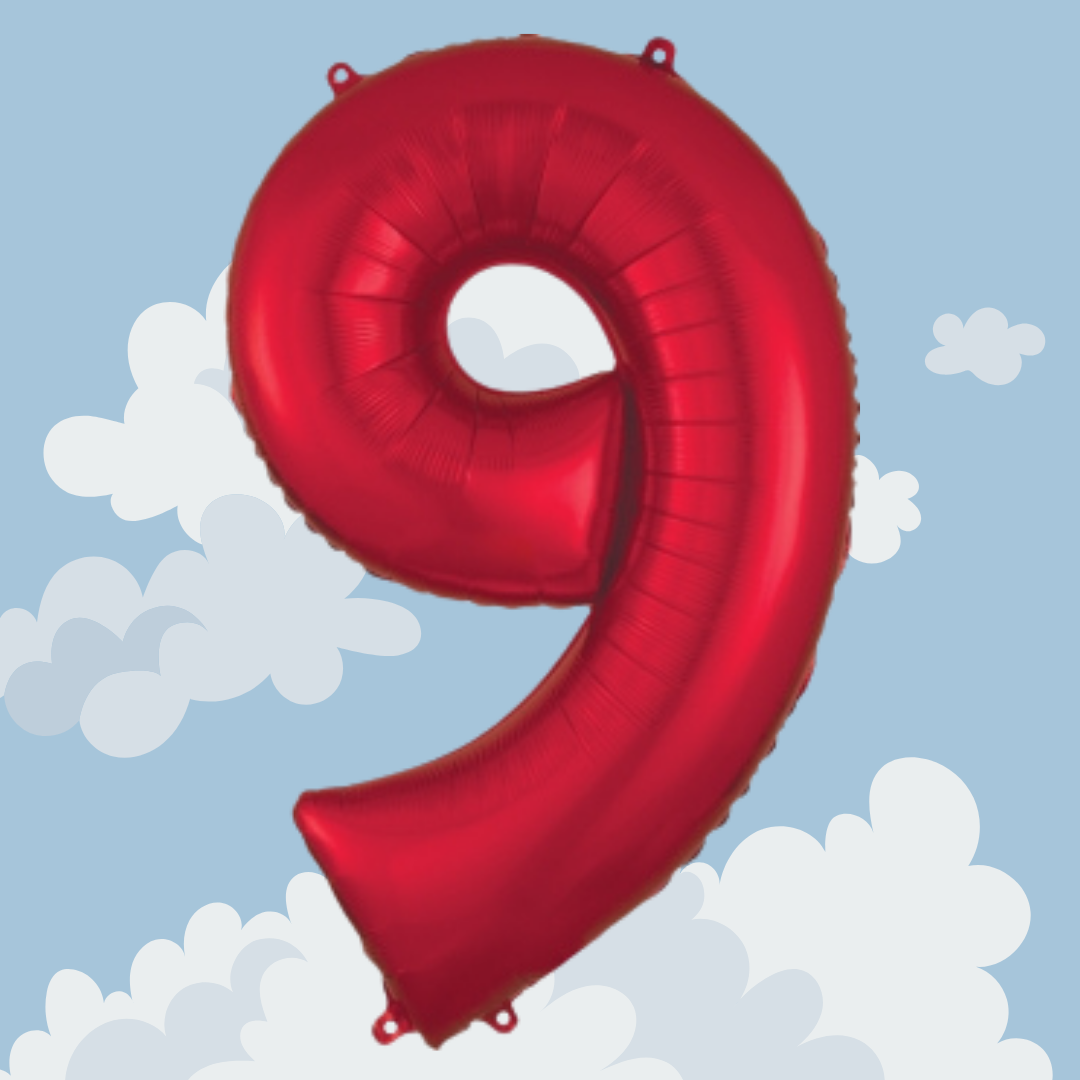 FOIL BALLOON LARGE RED NINE 9