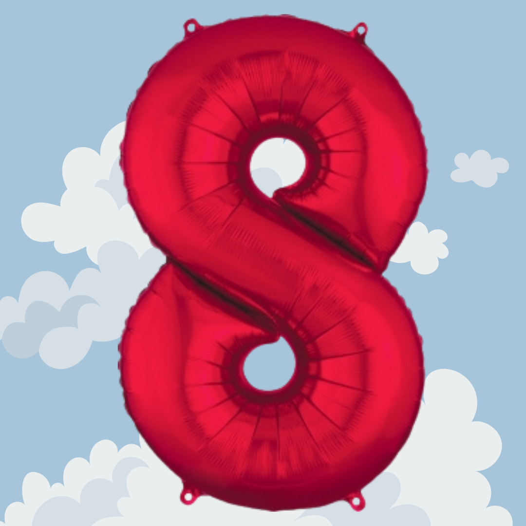 FOIL BALLOON LARGE RED EIGHT 8