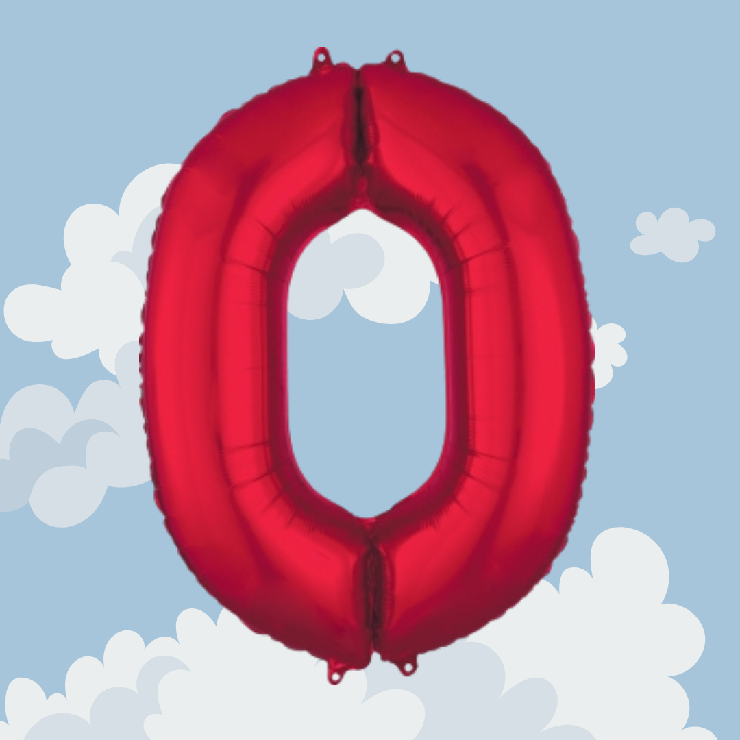 FOIL BALLOON LARGE RED ZERO 0