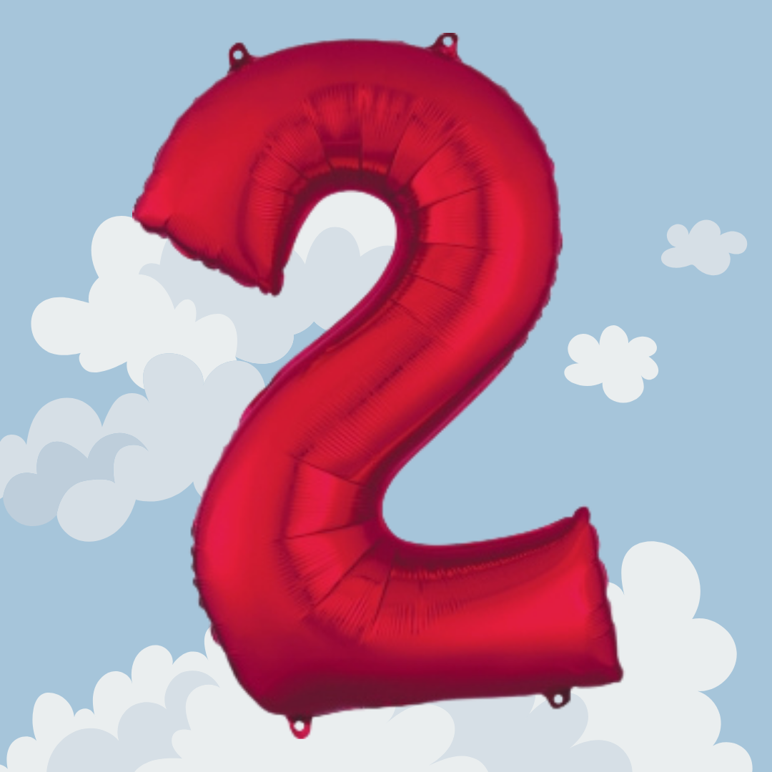 FOIL BALLOON LARGE RED TWO 2