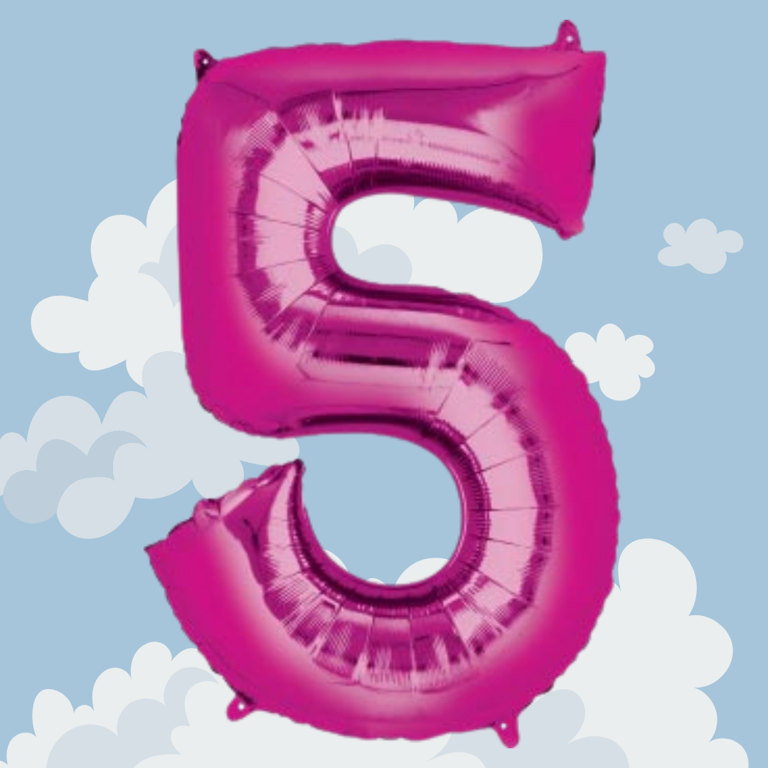 FOIL BALLOON LARGE CERISE PINK FIVE 5