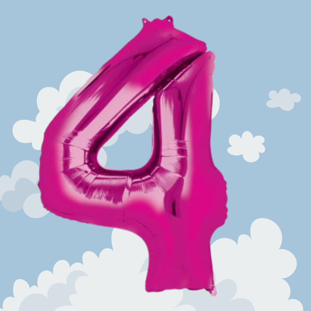 FOIL BALLOON LARGE CERISE PINK FOUR 4