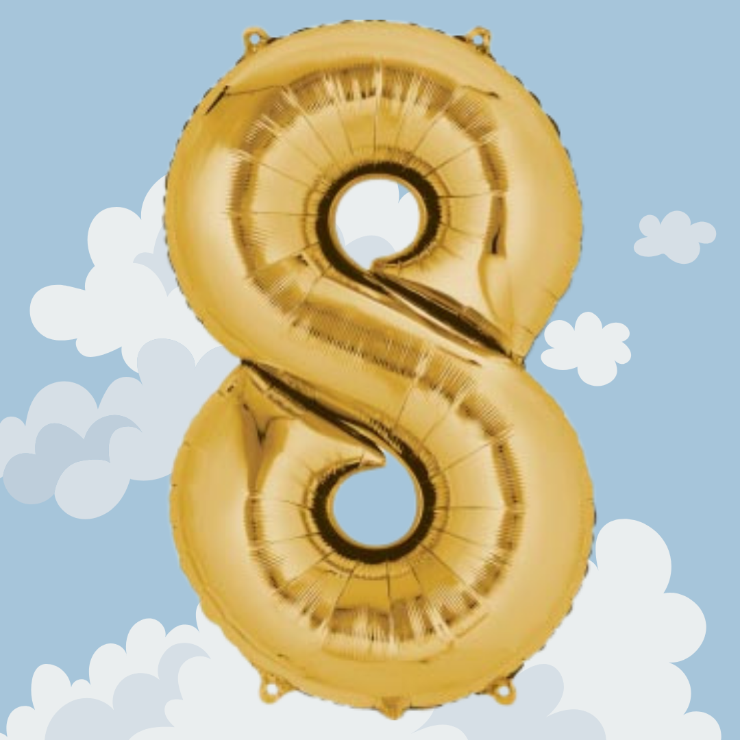 FOIL BALLOON LARGE YELLOW GOLD EIGHT 8