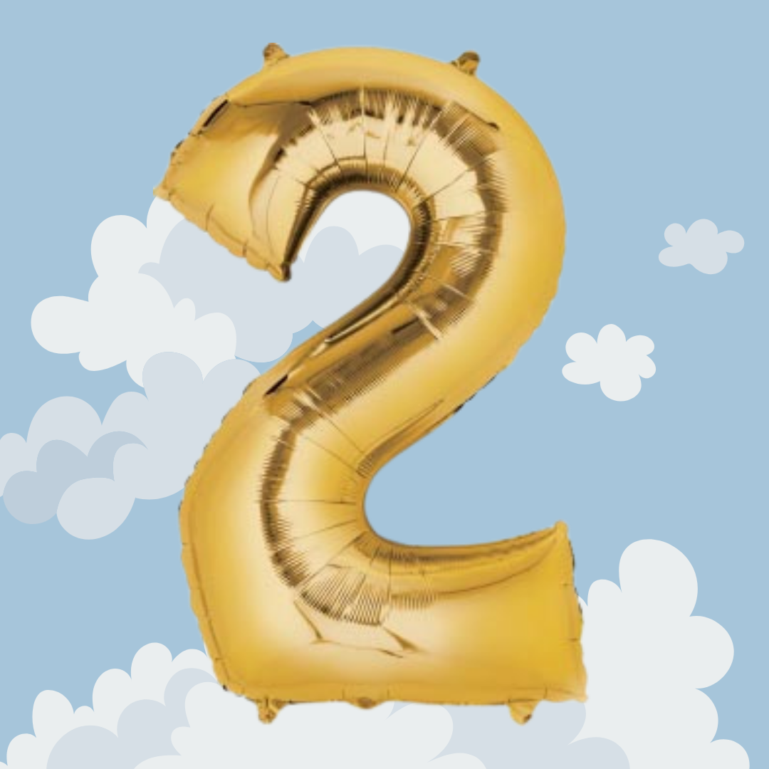 FOIL BALLOON LARGE YELLOW GOLD TWO 2