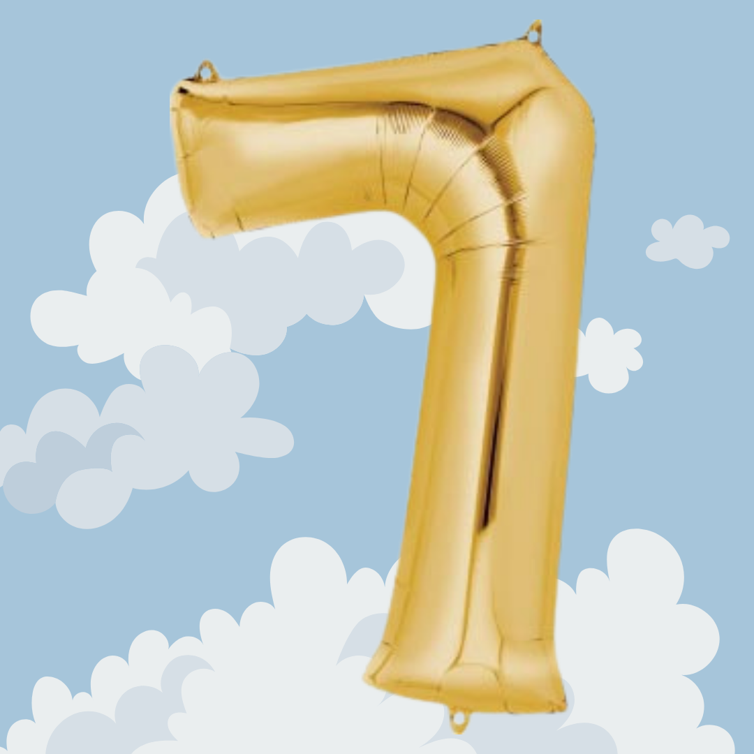 FOIL BALLOON LARGE YELLOW GOLD SEVEN 7
