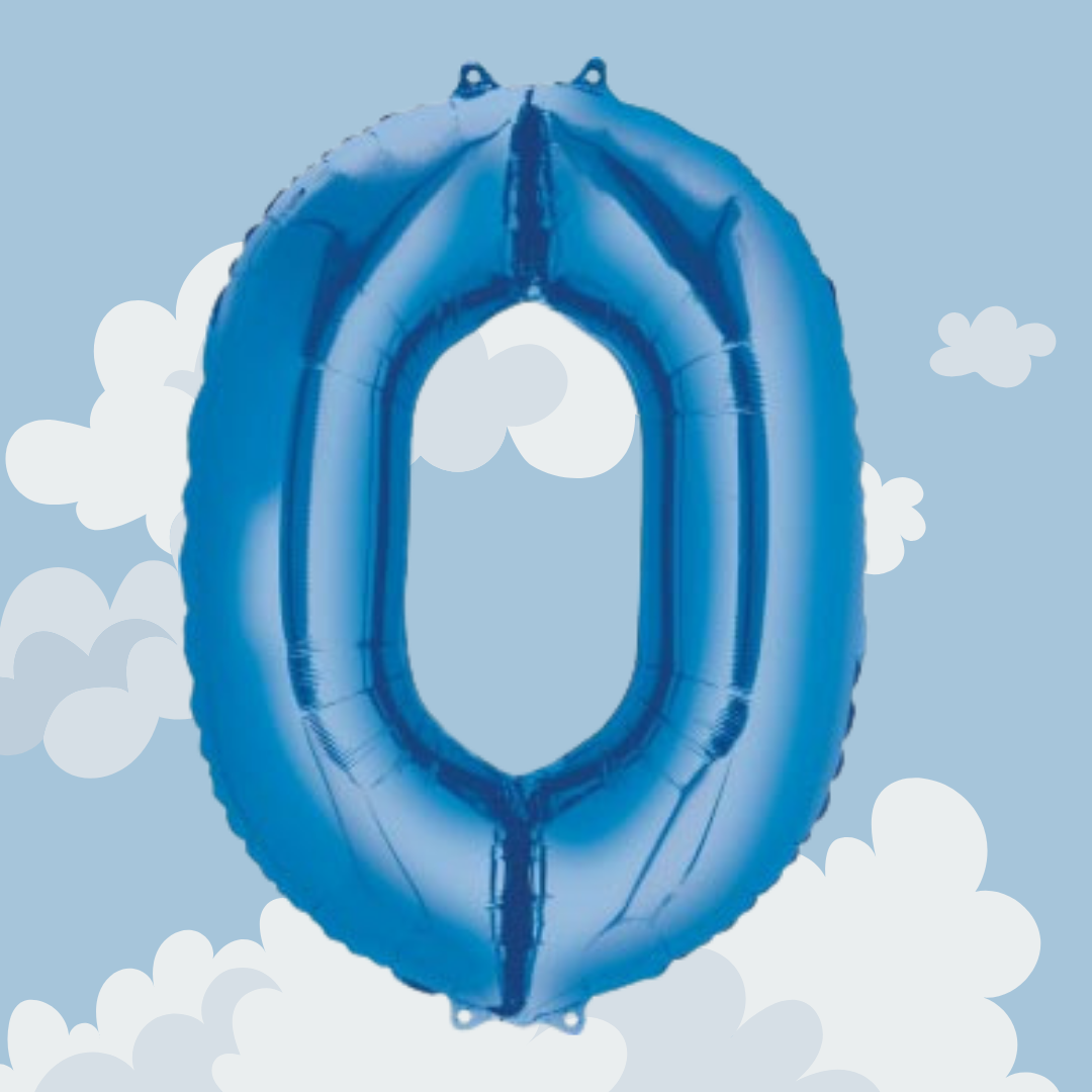 FOIL BALLOON LARGE BLUE ZERO 0