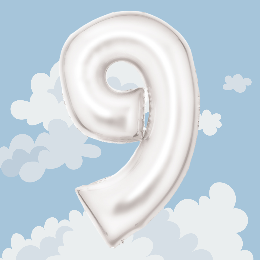 FOIL BALLOON LARGE SILK WHITE NINE 9
