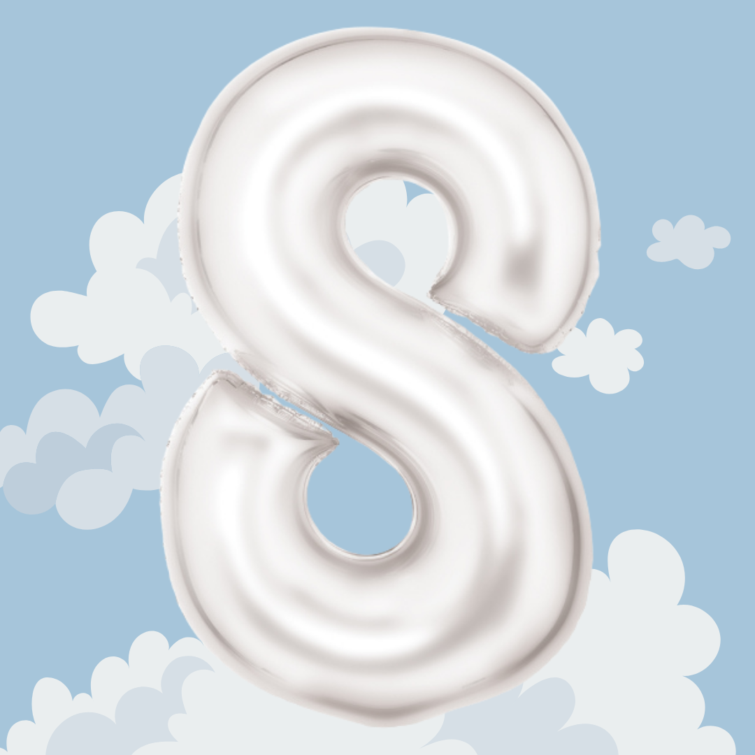 FOIL BALLOON LARGE SILK WHITE EIGHT 8