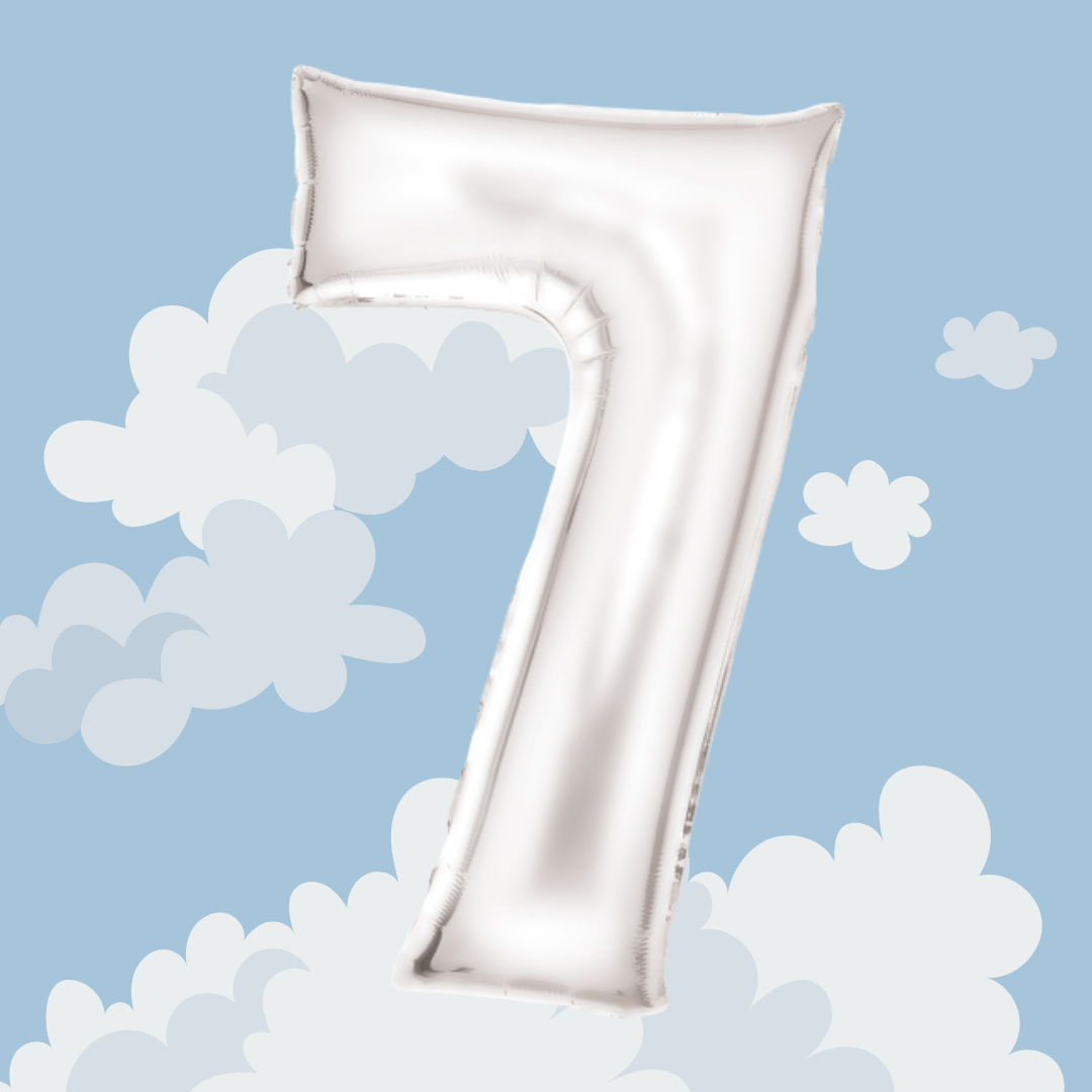 FOIL BALLOON LARGE SILK WHITE SEVEN 7