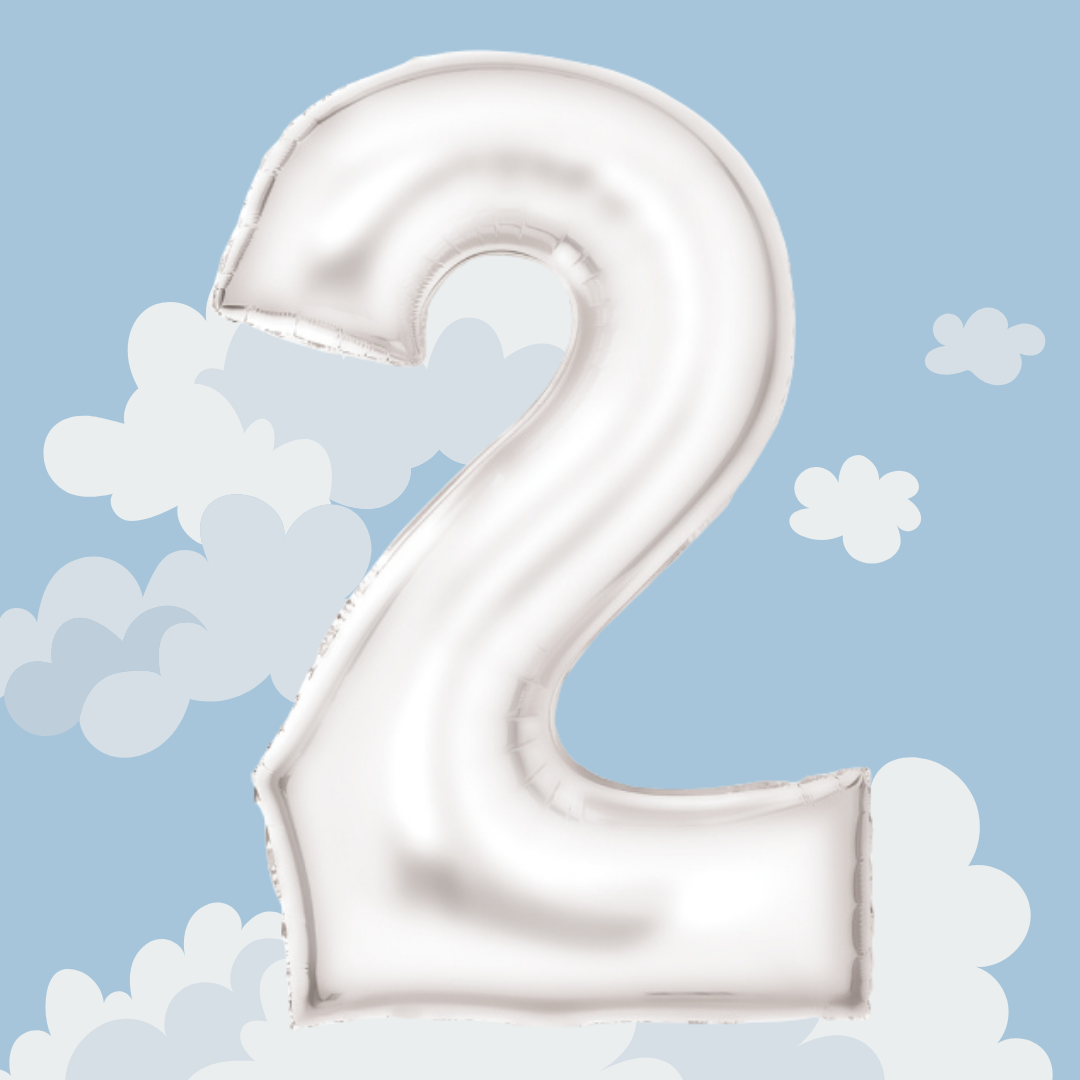FOIL BALLOON LARGE SILK WHITE TWO 2