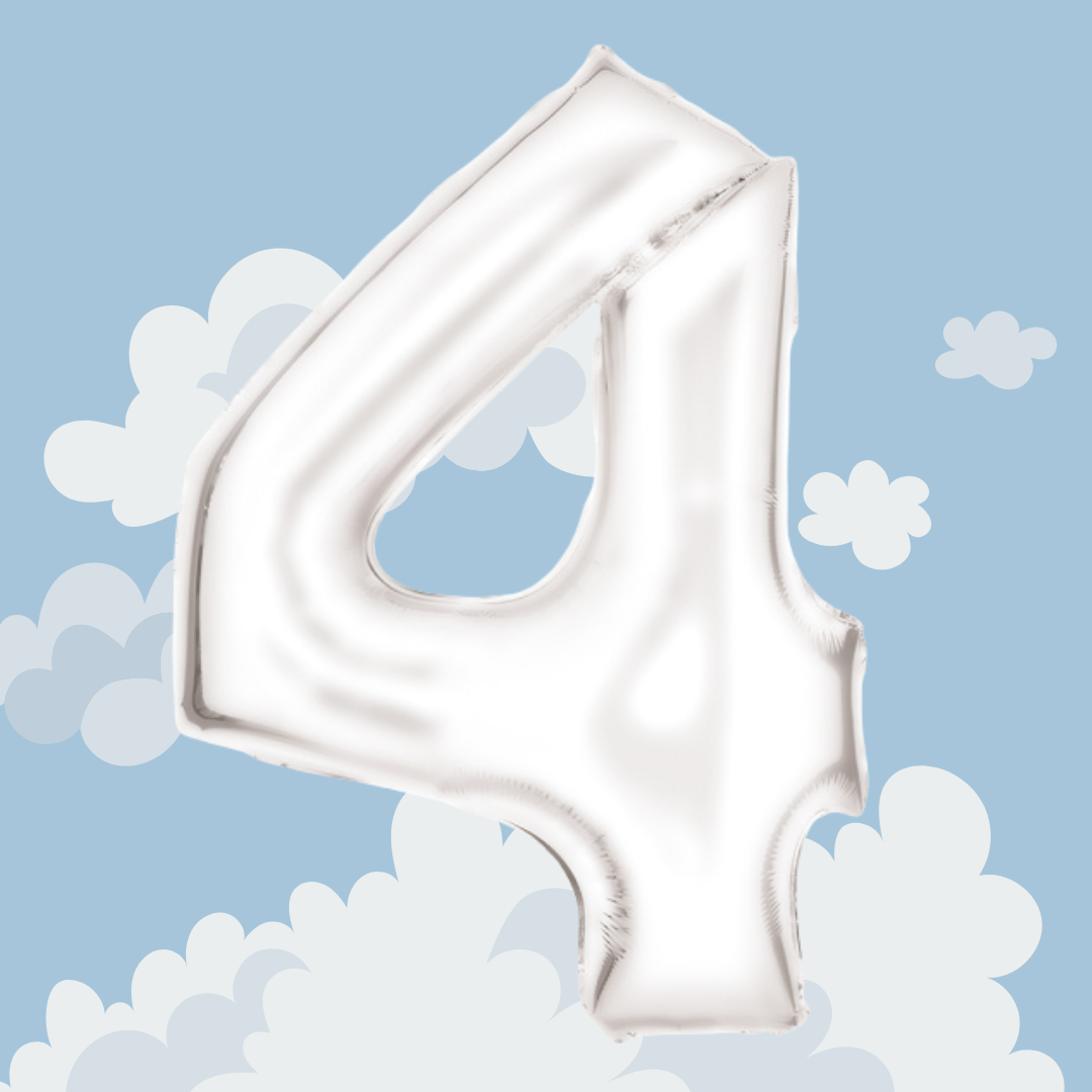 FOIL BALLOON LARGE SILK WHITE FOUR 4