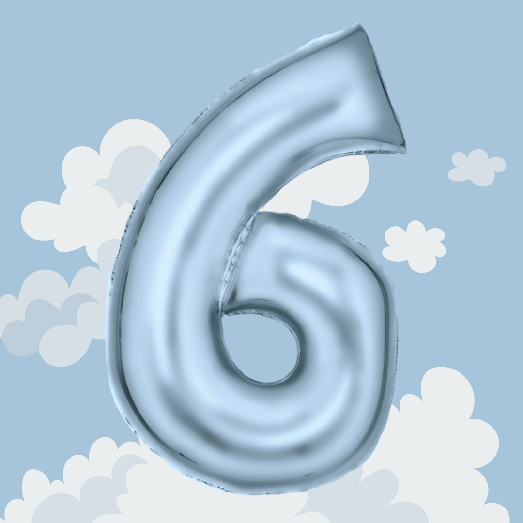 FOIL BALLOON LARGE PASTEL BLUE SIX 6