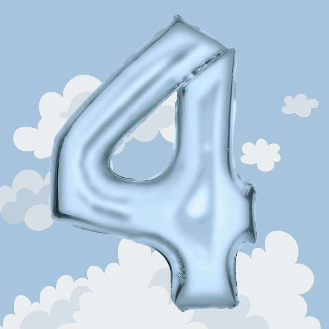 FOIL BALLOON LARGE PASTEL BLUE FOUR 4