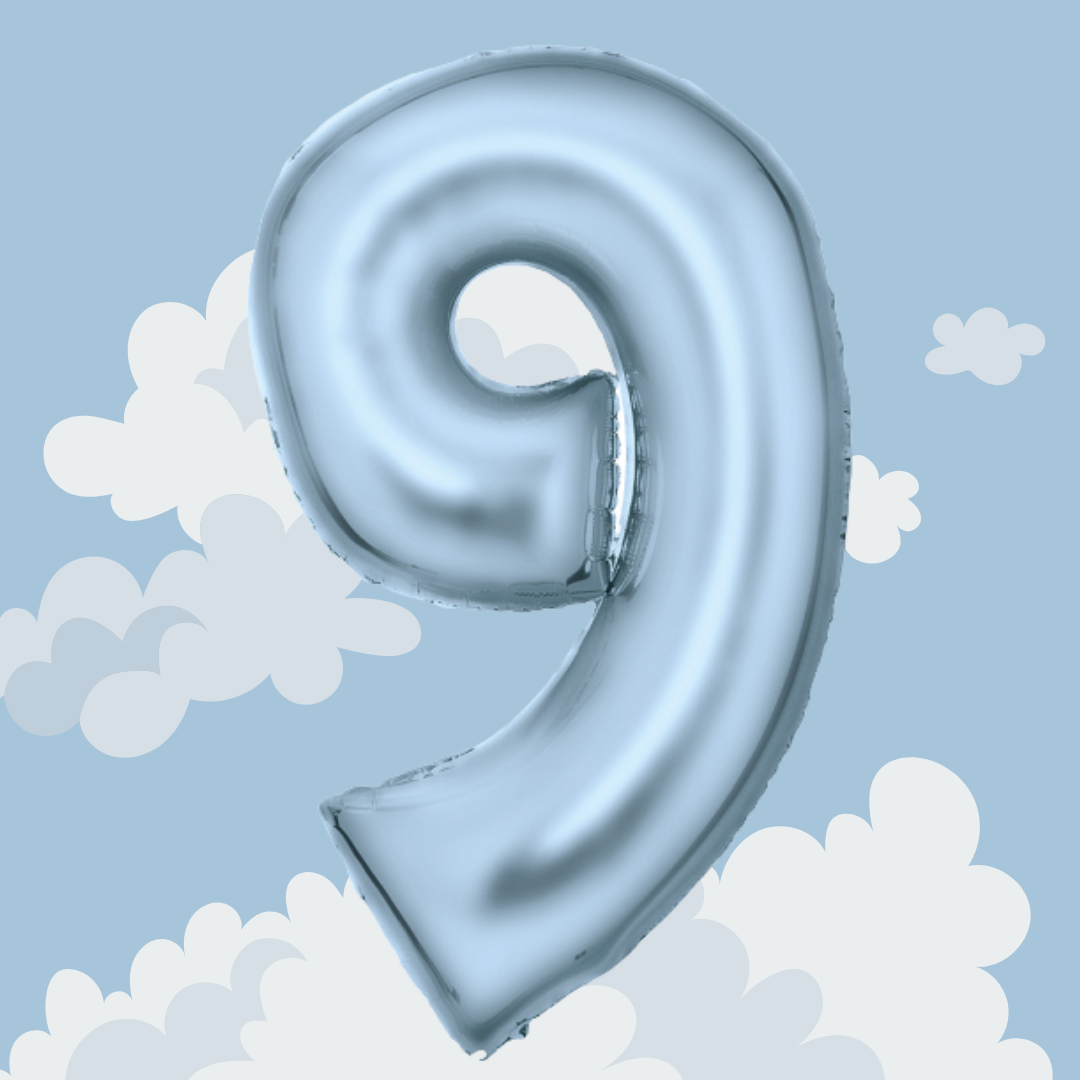 FOIL BALLOON LARGE PASTEL BLUE NINE 9