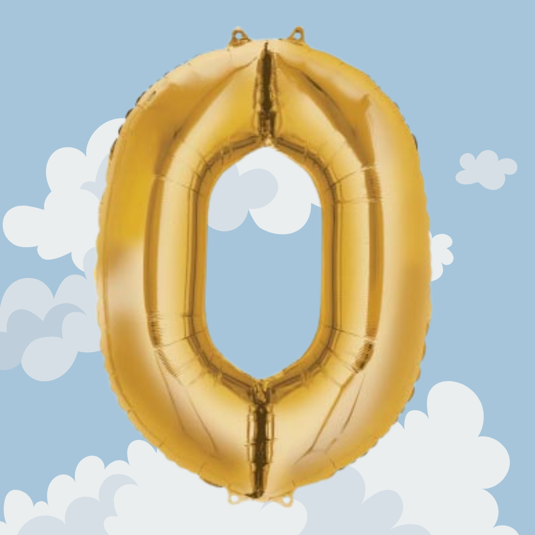 FOIL BALLOON LARGE YELLOW GOLD ZERO 0
