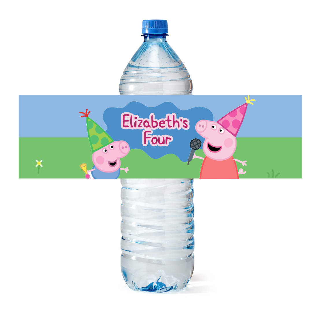 PEPPA PIG BOTTEL LABELS SET OF 4 Muddy Puddles Blue