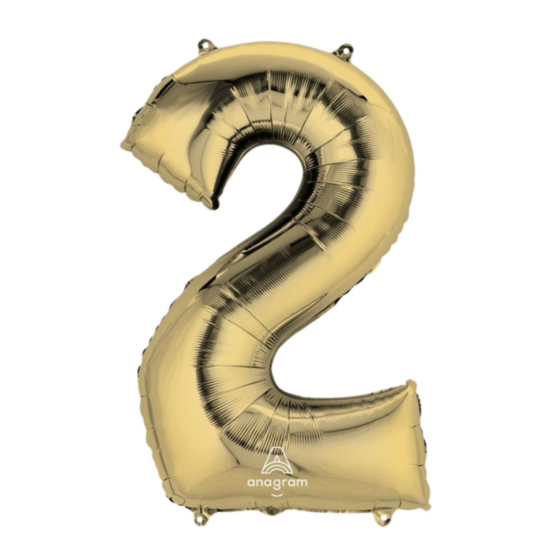 FOIL BALLOON LARGE WHITE GOLD TWO 2