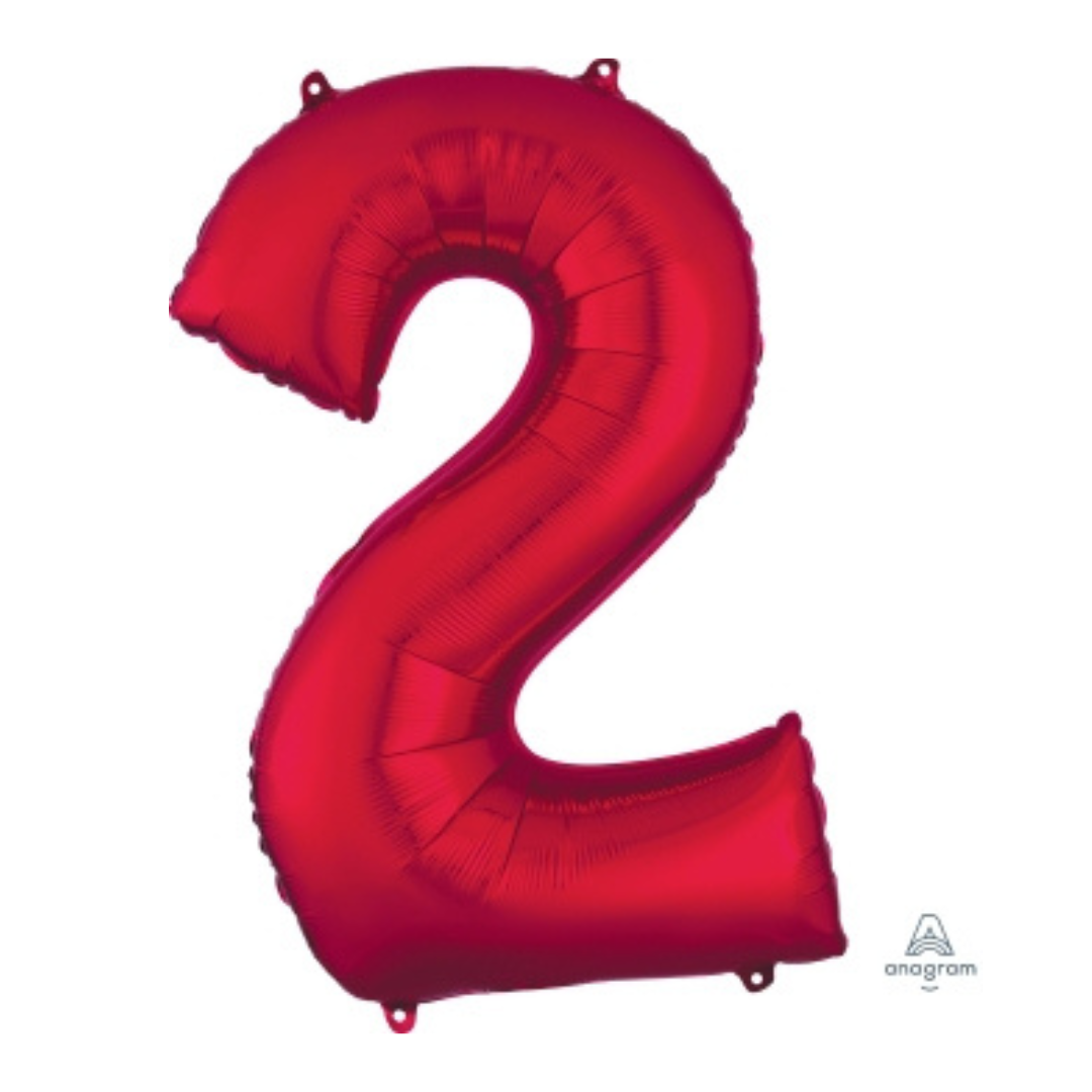 FOIL BALLOON LARGE RED TWO 2