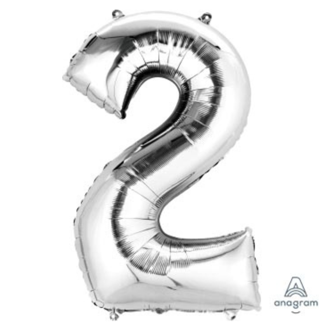 FOIL BALLOON LARGE SILVER TWO 2