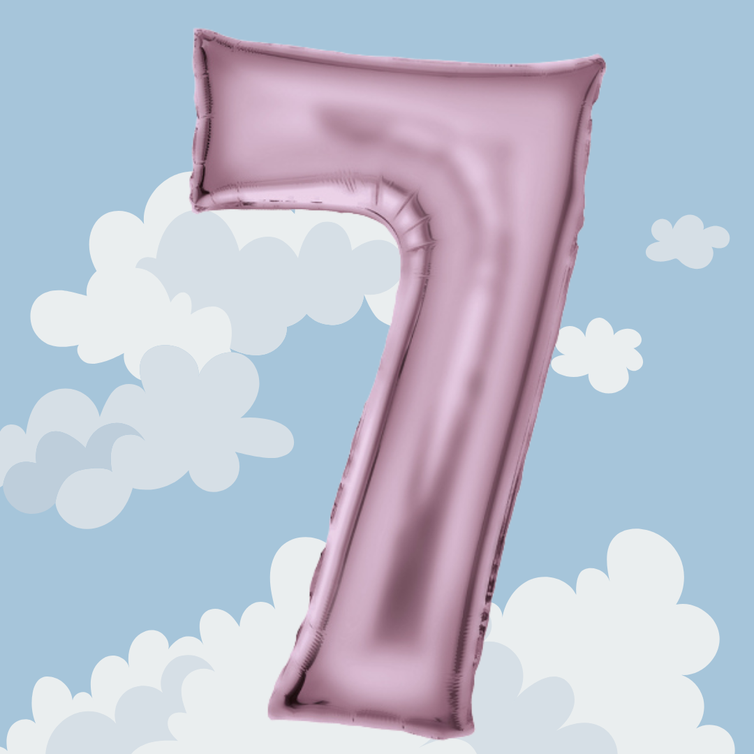 FOIL BALLOON LARGE PASTEL PINK SEVEN 7