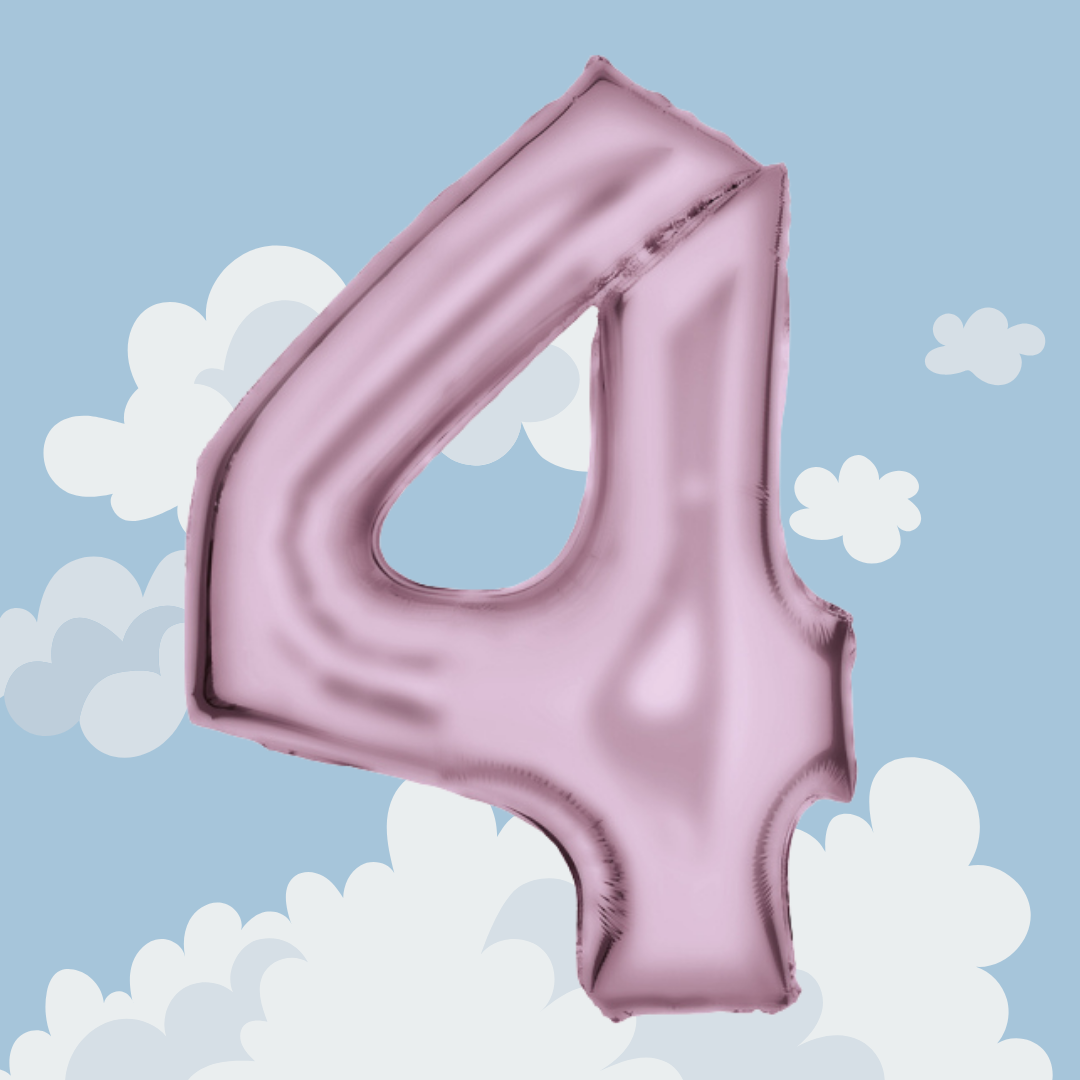 FOIL BALLOON LARGE PASTEL PINK FOUR 4