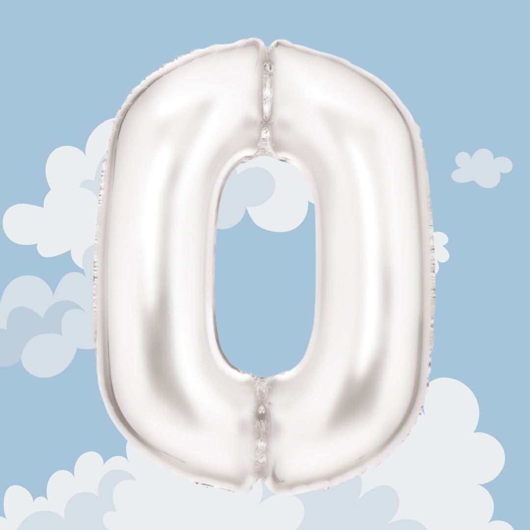 FOIL BALLOON LARGE SILK WHITE ZERO 0