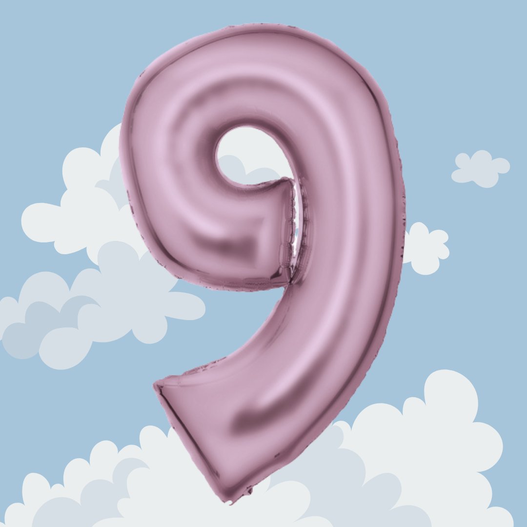 FOIL BALLOON LARGE PASTEL PINK NINE 9
