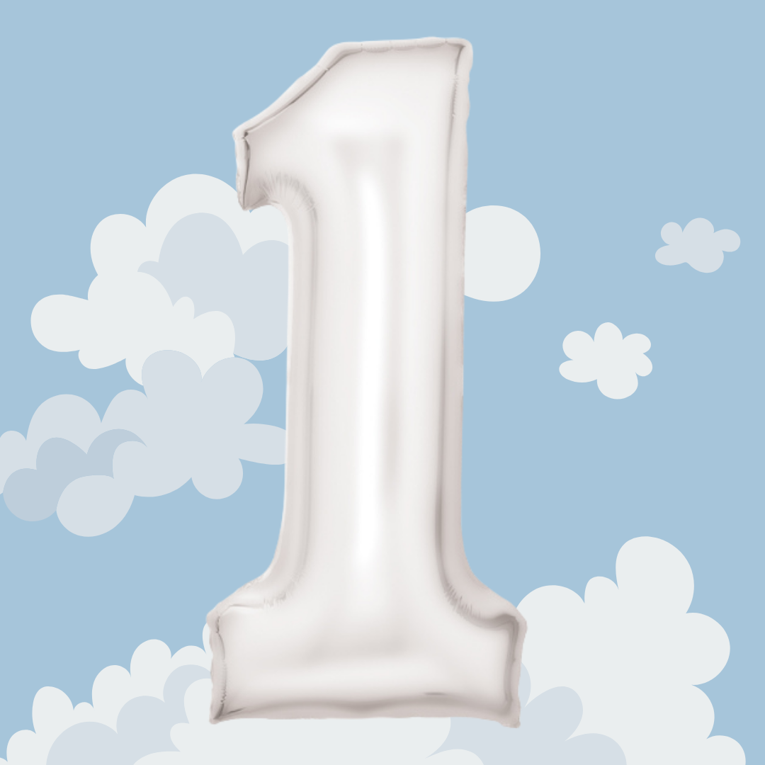 FOIL BALLOON LARGE SILK WHITE ONE 1