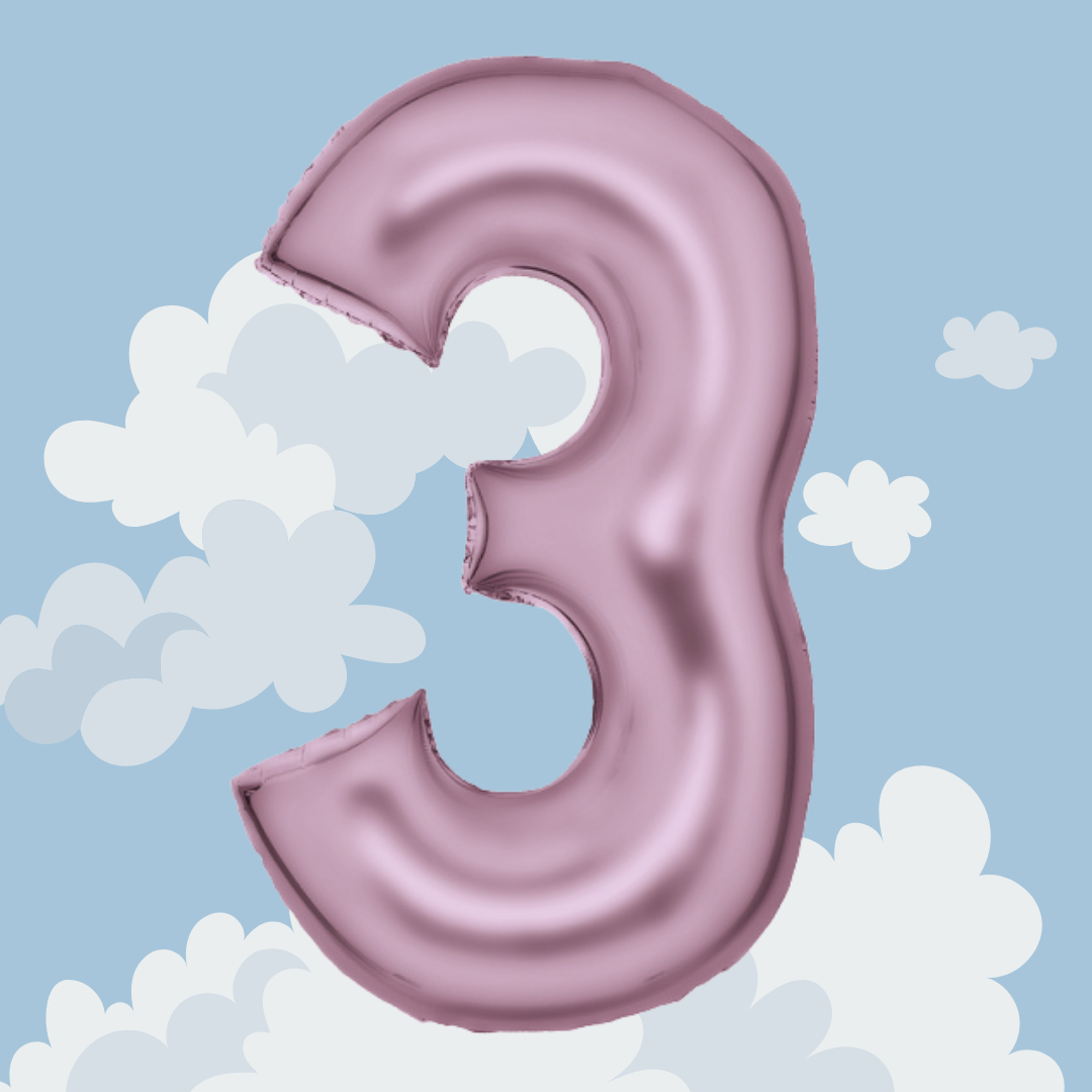 FOIL BALLOON LARGE PASTEL PINK THREE 3
