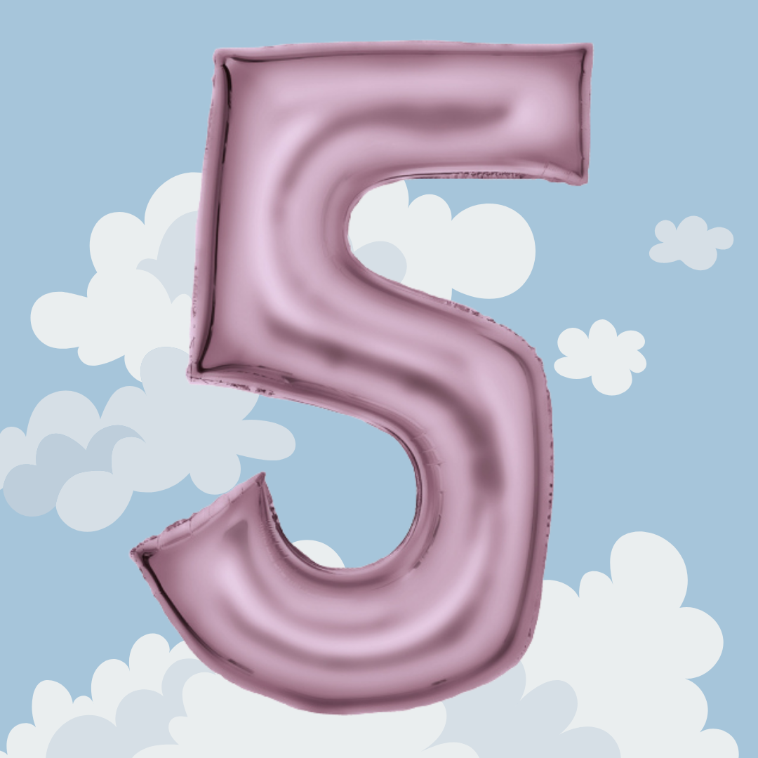 FOIL BALLOON LARGE PASTEL PINK FIVE 5