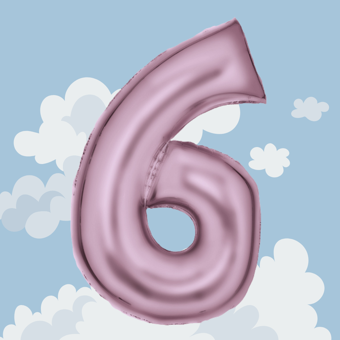 FOIL BALLOON LARGE PASTEL PINK SIX 6