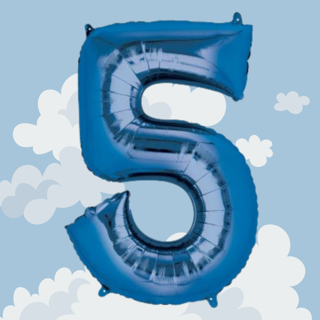 FOIL BALLOON LARGE BLUE FIVE 5