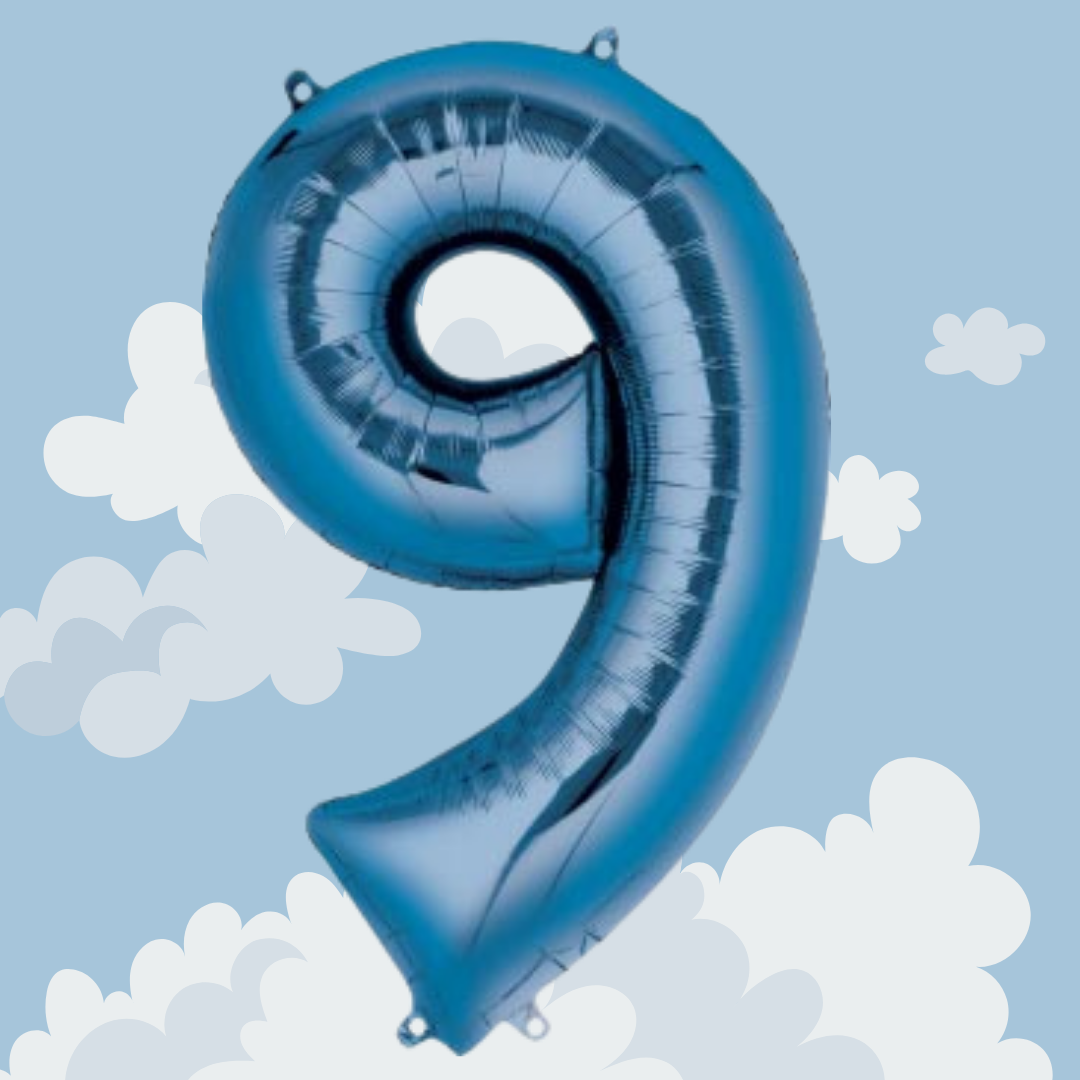 FOIL BALLOON LARGE BLUE NINE 9