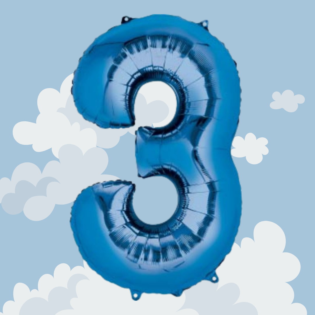 FOIL BALLOON LARGE BLUE THREE 3