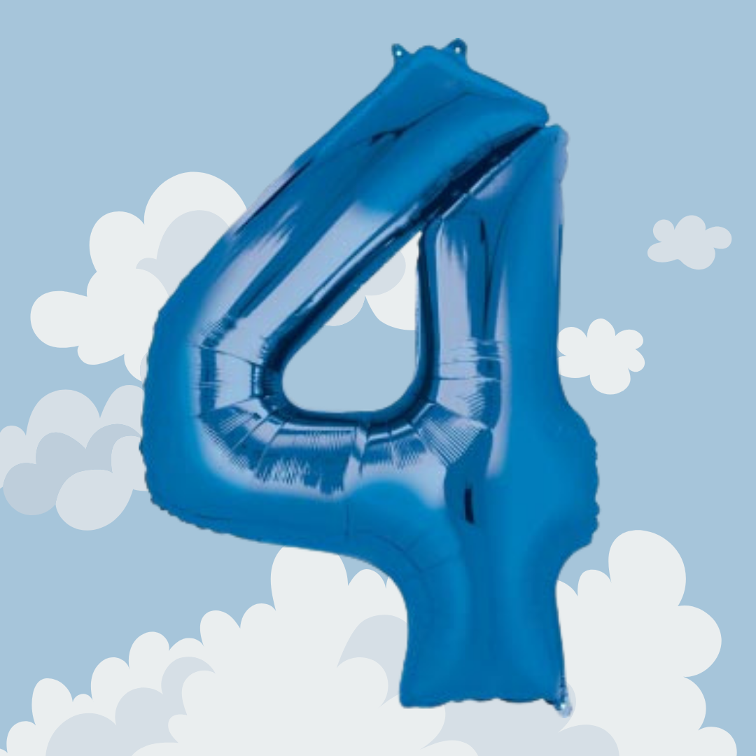 FOIL BALLOON LARGE BLUE FOUR 4