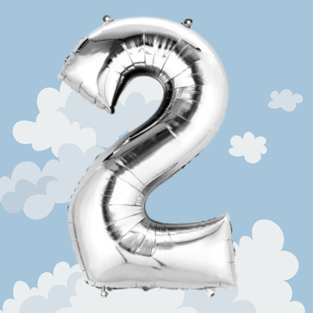 FOIL BALLOON LARGE SILVER TWO 2
