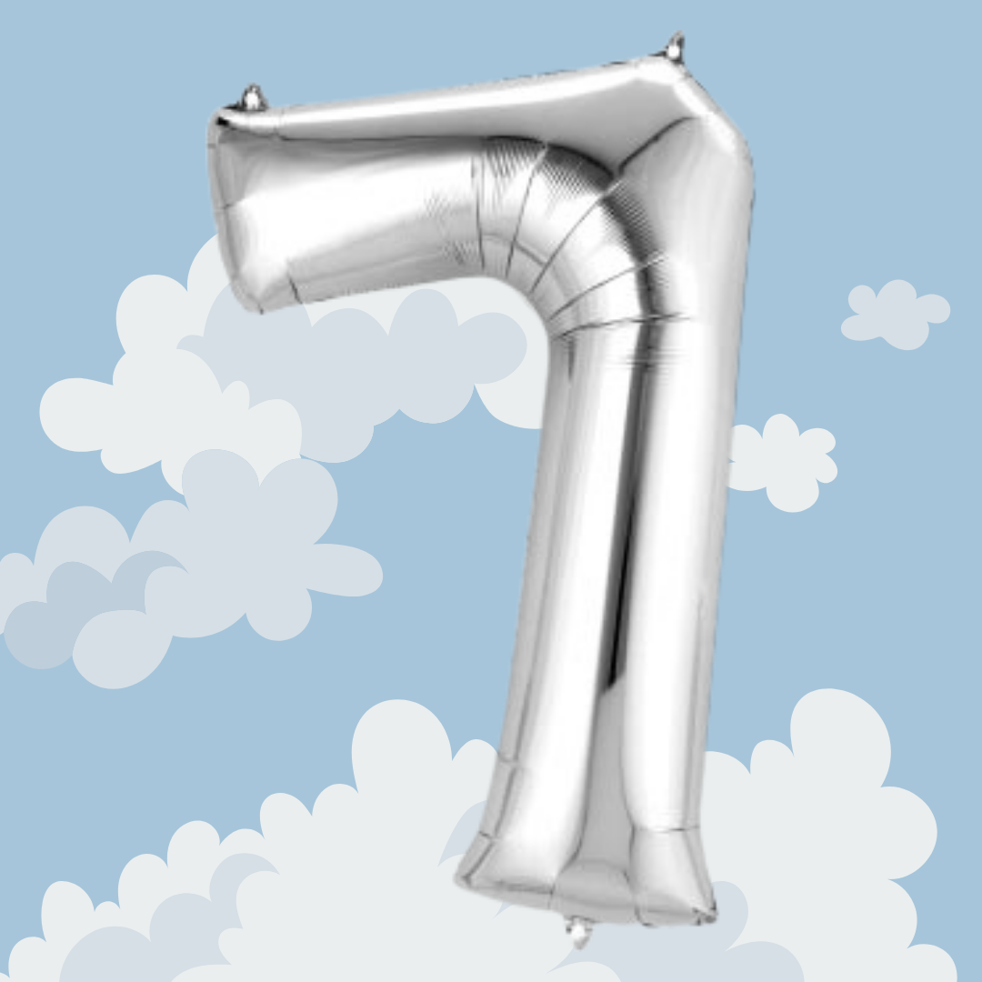 FOIL BALLOON LARGE SILVER SEVEN 7