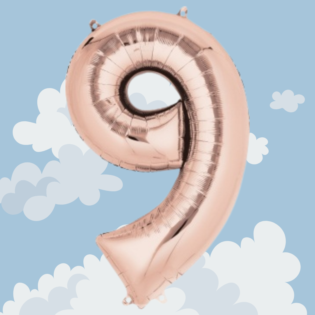 FOIL BALLOON LARGE ROSE GOLD NINE 9