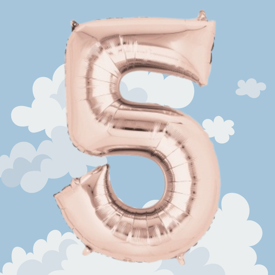 FOIL BALLOON LARGE ROSE GOLD FIVE 5
