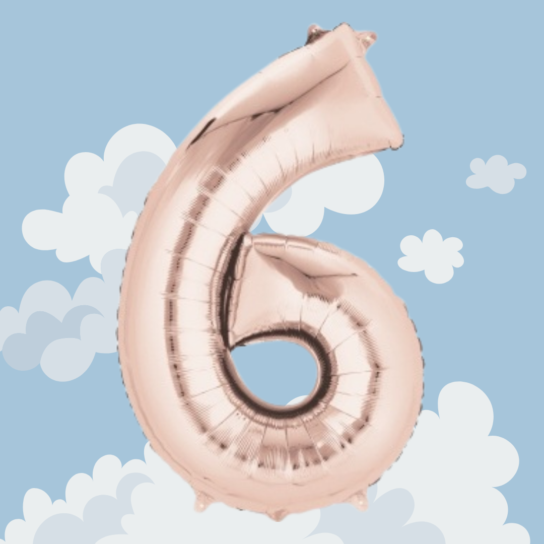 FOIL BALLOON LARGE ROSE GOLD SIX 6